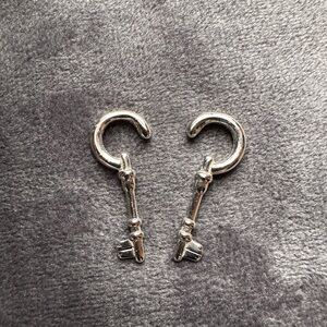 Pair of Two Steel Hanging Key Design Earrings
